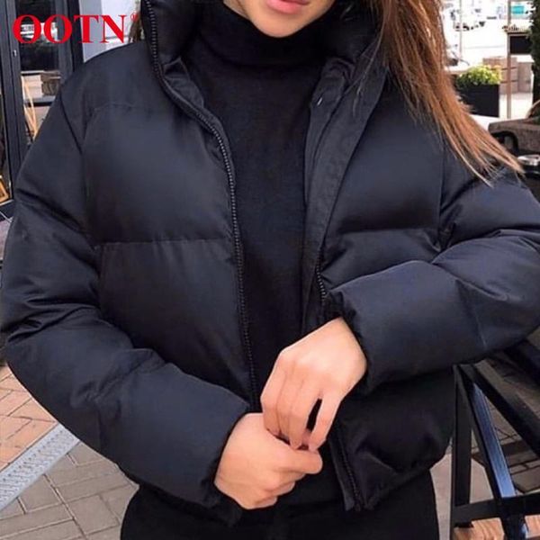 

ootn 2019 winter jacket women plus size zipper short coats stand collar padded coats and jackets female outwear thick warm black1, Black