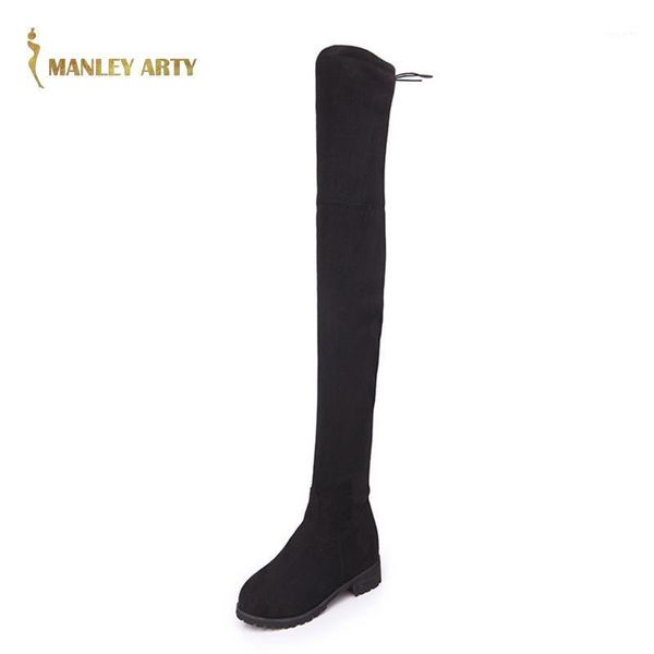 

2021 winter thick heel over knee boots women new casual versatile suede side zipper frosted high tube women boots large 431, Black