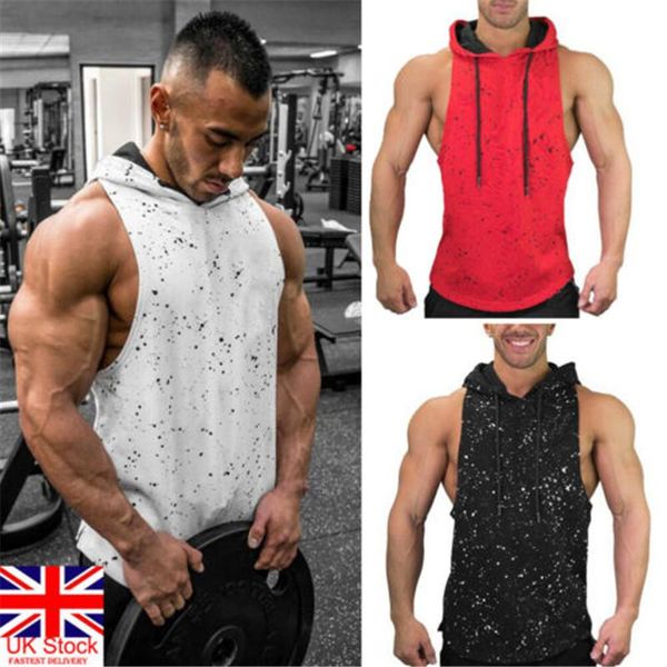 

men workout vest tank bodybuilding gym shirt singlet m-3xl men, White;black