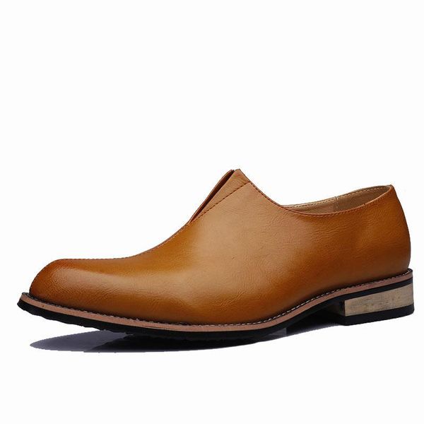 

2021 men dress shoes business office slip-on loafers casual driving shoes men's flat party genuine leather increase, Black