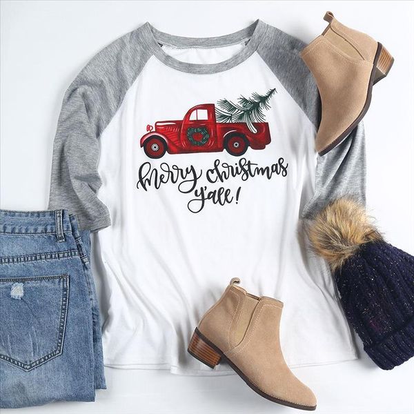 

plus size women t shirt merry christmas yall cute t shirt half raglan sleeve o neck female casual ladies tee, White