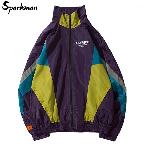 

vintage windbreaker jacket streetwear mens hip hop jacket coat oversize korean harajuku color block jackets 2018 autumn causal1, Black;brown