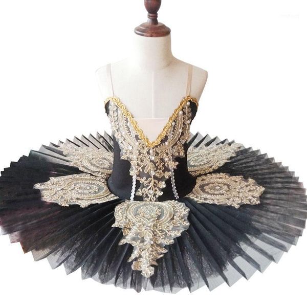 

girl ballet dress lake swan tutu ballet women dance dress gold lace ballerina diamond tutu performance costume1, Black;red