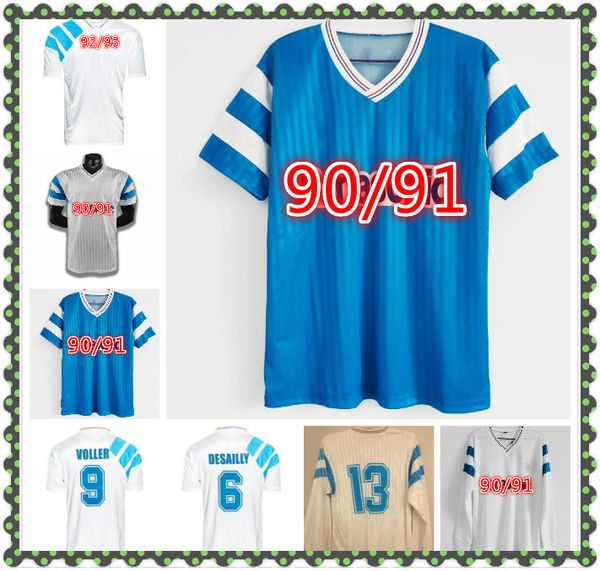 

1990 1991 1992 1993 retro olympique de marseille 90 91 92 93 soccer jerseys papin boli cantona waddle pele vintage kit white classic shirt, Black;yellow