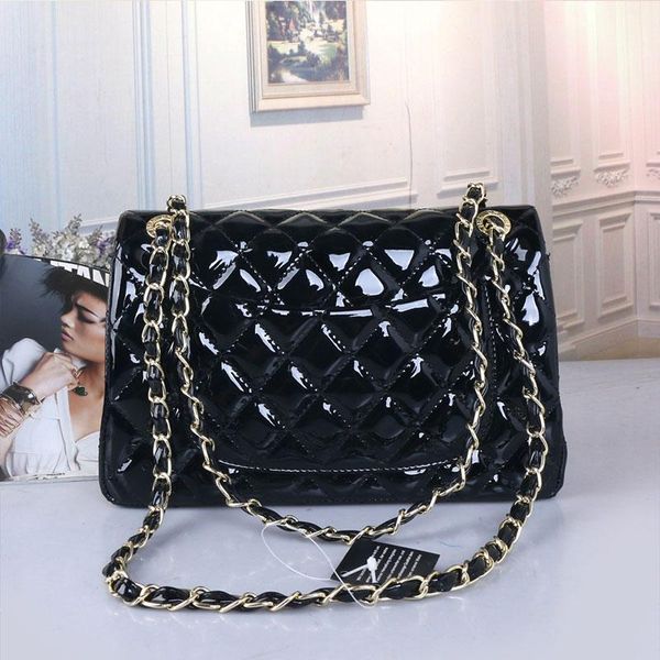 

women bag 35cm patent leather bag luxury designer elegant vintage shoulder office daily fashion flap crossbody