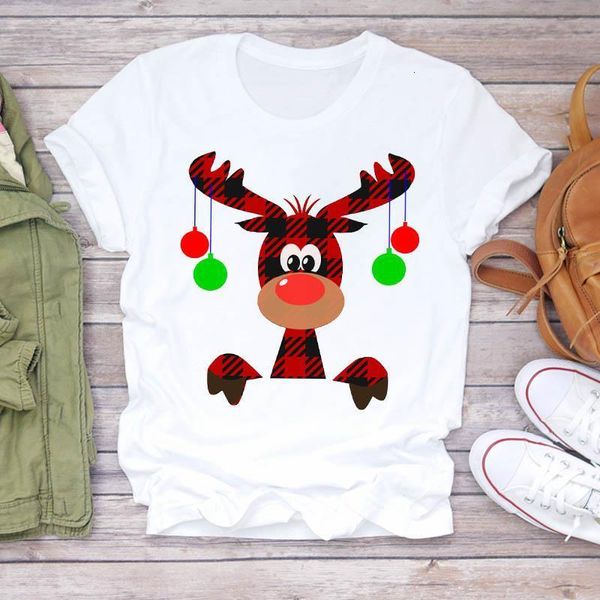

fashion new christmas t shirts women 2020 summer cute kawaii elk print tshirts harajuku girls ladies female tee shirts, White