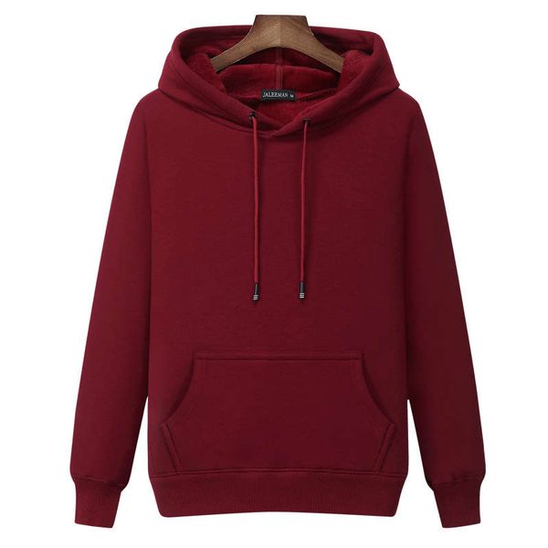 

5e3swq1qautumn and winter plush hooded pullover men's sweater large cotton thickened warm loose coat student long sleeve shirt fashionv, Black