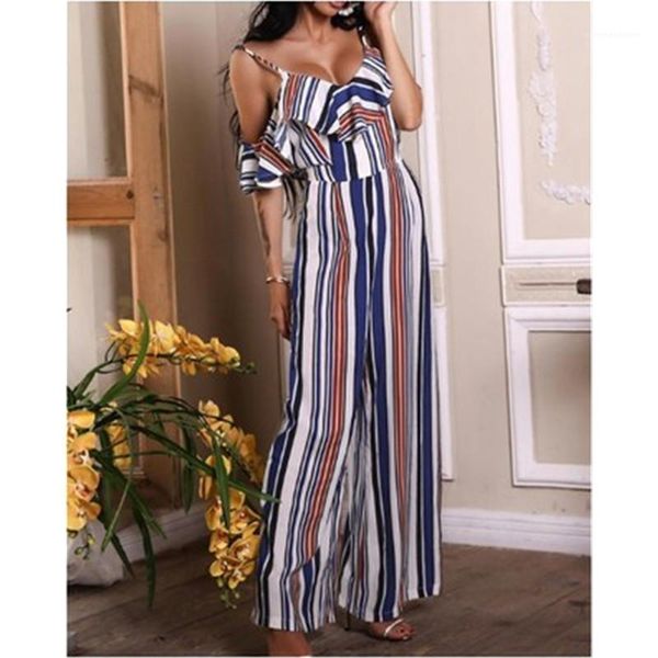 

rompers fashion trend sleeveless long pants jumpsuits designer female autumn new high waist casual loose jumpsuit ladies striped sling, Black;white