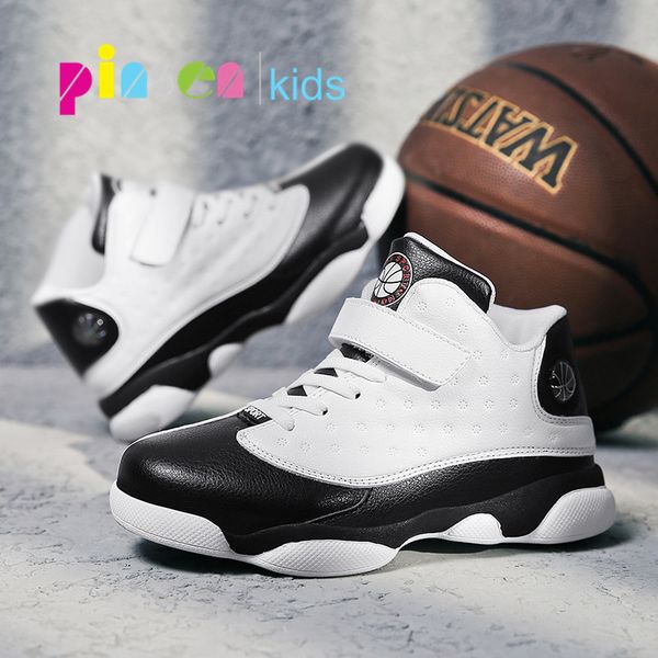 

pinsen 2020 boys basketball kids non-slip casual children for boy sneakers breathable sport shoes, Black;red