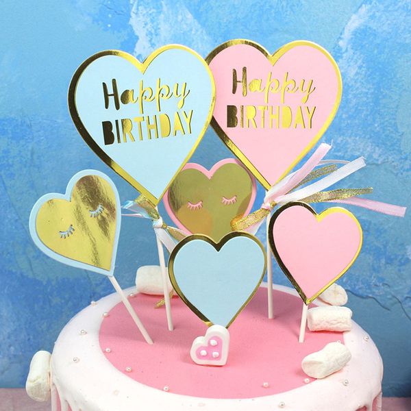 

1set happy supplies heart star ers for kids birthday party baby shower wedding cake decoration