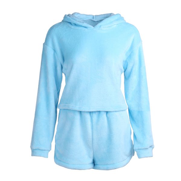 

gym clothing 2021 fashion women 2 piece hoodie casual solid color loose sweater pullover elastic tie running shorts set home wear sportswear, White;black