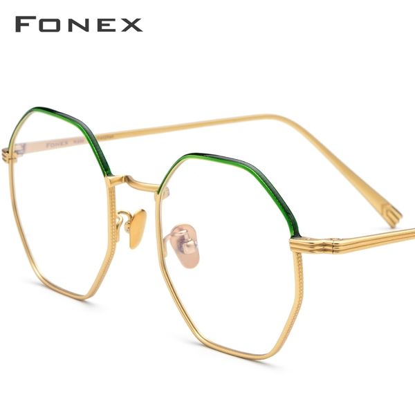 

fonex pure titanium prescription glasses men ultralight polygon myopia optical eyeglasses frame women 2019 female eyewear 880 t200428, Silver