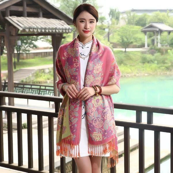 

scarves national style cashmere shawl scarf flower long 180-70cm luxury matagorda high-end valentines gift, Blue;gray