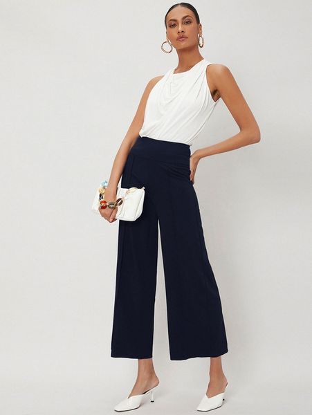 

motf premium viscose wide leg pants h99j#, Black;white