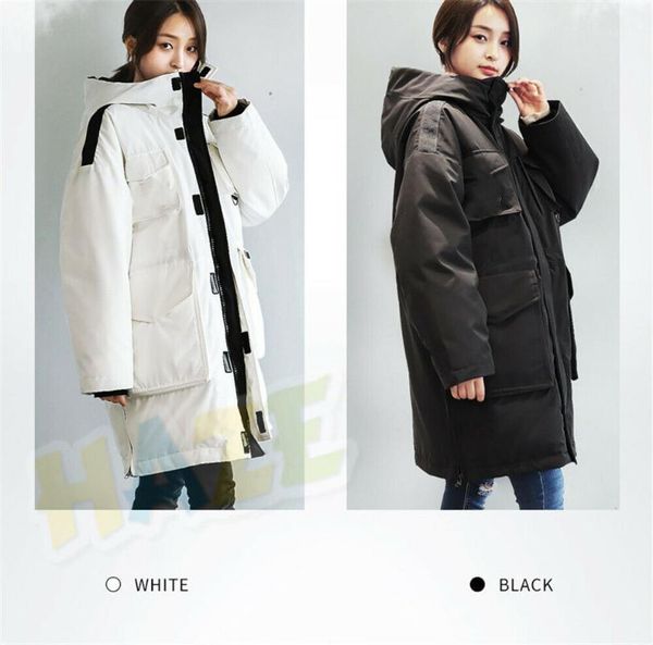 

new fashion down jacket long loose thick tooling style hooded coat women's parka winter jacket1, Black