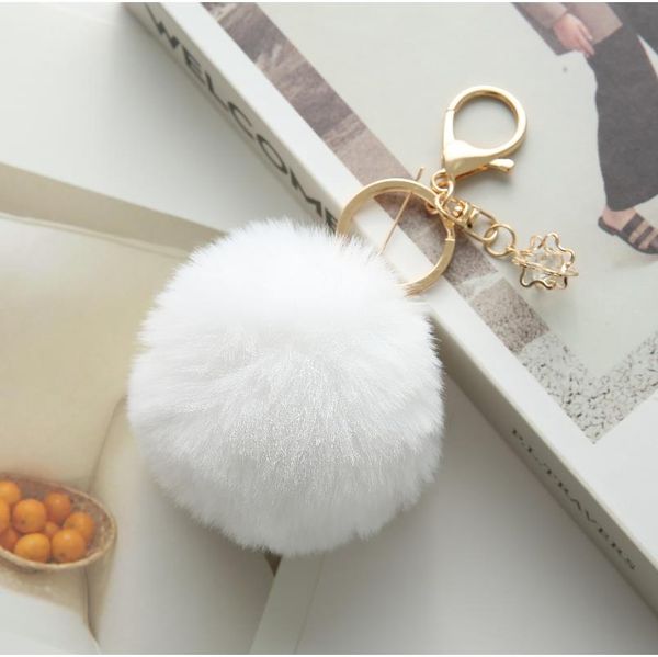

fashion fur ball pom pom key chain with flower ball rabbit hair for women bag car ornament pendant key ring holder f sqcgbr, Slivery;golden