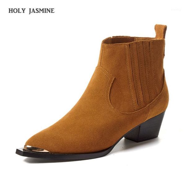 

boots women ankle genuine leather cow suede plus size 34-40 cm feet length pointed toe 2021 winter shoes women1, Black