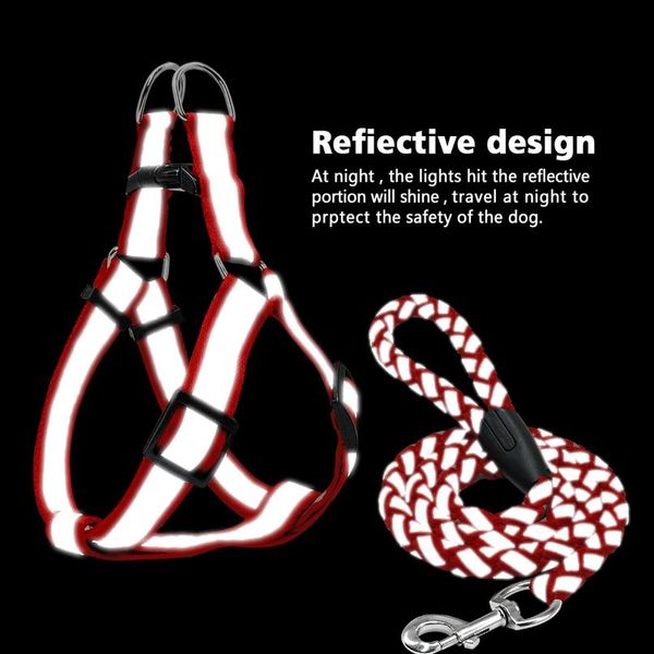 

step-in reflective nylon dog harness vest no pull adjustable pet puppy walking training harness leash set for small me sqchuw