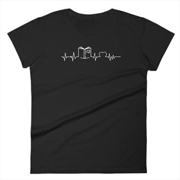 

book heartbeat t shirt women vintage graphic t shirts 2020 kawaii women shirts short sleeve reading book lover drop, White