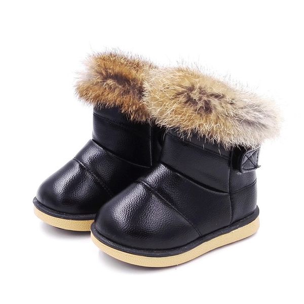 

winter warm fashion child girls snow boots shoes soft bottom comfy baby girls outdoor snow cotton shoes plush ankle boots girl lj201029, Black;grey