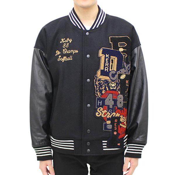 

men's jackets mens designer chaos lettered stadium jacket woolen cotton fashion high street casual outwear, Black;brown