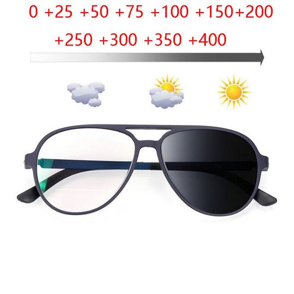 

sunglasses men women pilot reading glasses tr90 without screw design pochromic gray oval hyperopia eyeglasses 0 +25 +50 +75 to +400, White;black