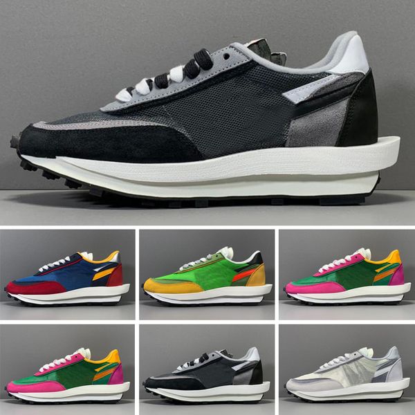 

outdoor waffle daybreak men women running shoes undercover black white nylon varsity blue pine green mens trainers sports sneakers 36-45, White;red