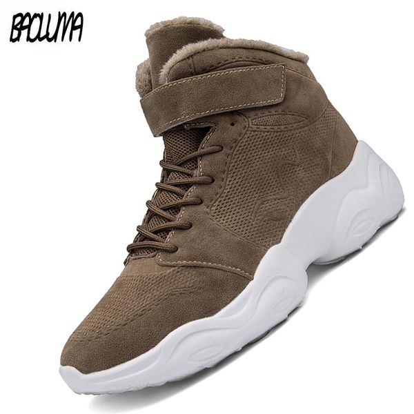 

fashion men's boots thick plush men snow boots non-slip wear-resistant sole men shoes outdoor winter zapatillas hombre, Black