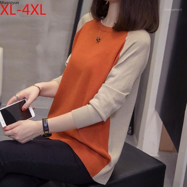 

women's sweaters plus size pullover women sweater 2021 autumn winter modis style patchwork knit femme oversize jumpers ladies swetry s, White;black