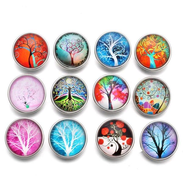 

10pcs/lot tree of life glass snap buttons fit 18mm/20mm diy snap bracelet buttons jewelry 10pcs/ bbyccp