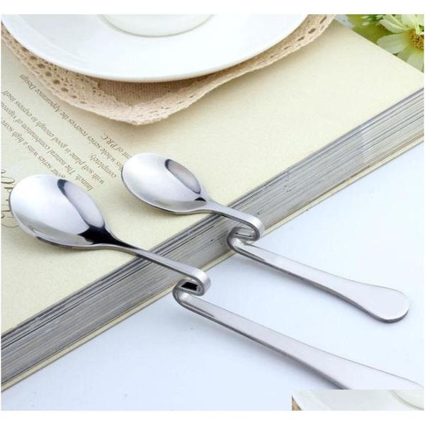 

new style bent spoon creative straight hanging spoon stainless steel dessert coffee stirring spoons coffee & tea tool sqcvrd pp2006