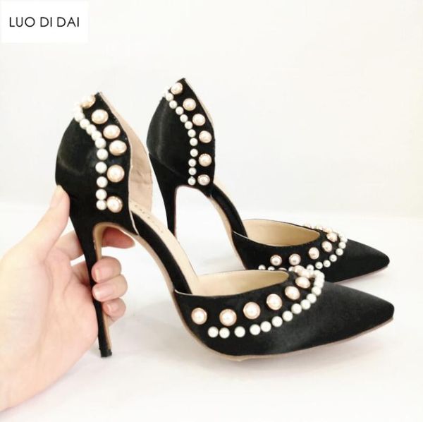 

dress shoes 2021 women white pearl high heels thin heel pumps party black satin 12cm wedding