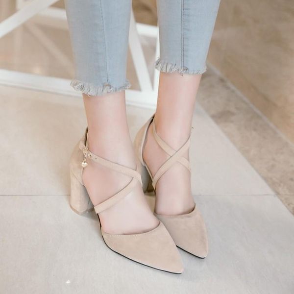 

dress shoes big size 11 12 13 14 high heels sandals women woman summer ladies crossed flanneled bread with thick heel and sharp tip, Black
