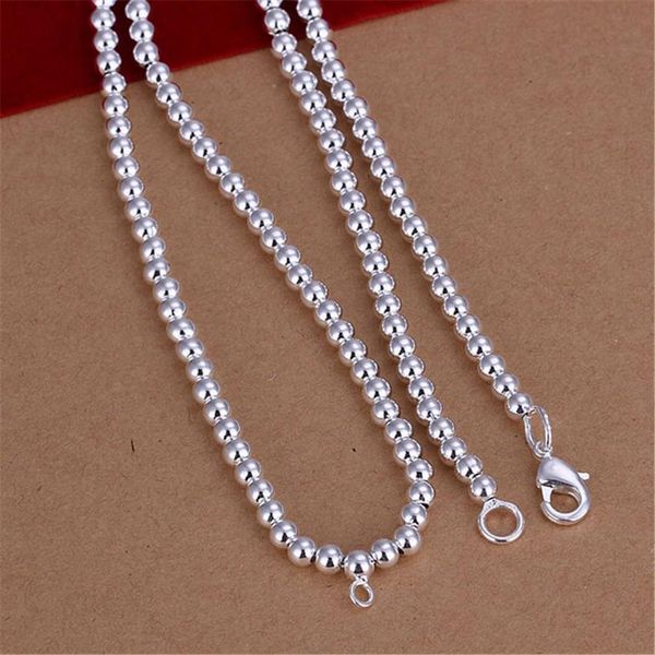 

fashion silver color 4mm beads necklace charm for women men wedding gift trends jewelry noble cute n114 h bbycdb
