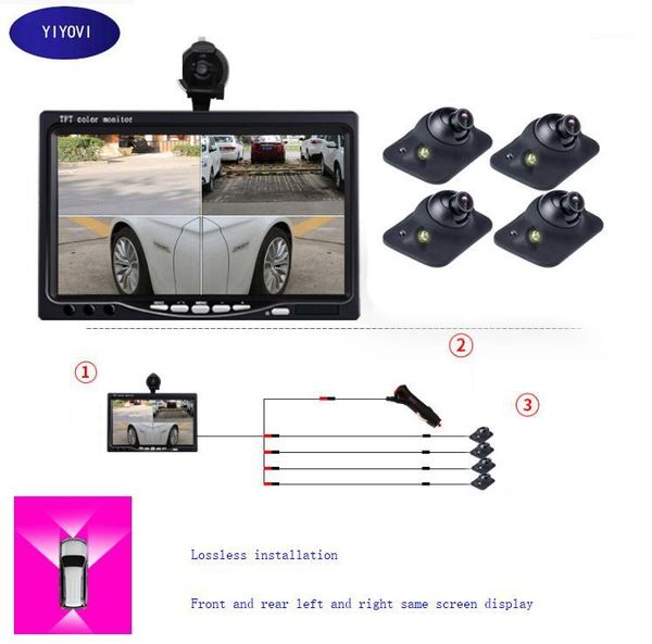 

360 view car camera 4 way cameras parking system for rear left right side front camera night vision with 7 inch hd car monitor1