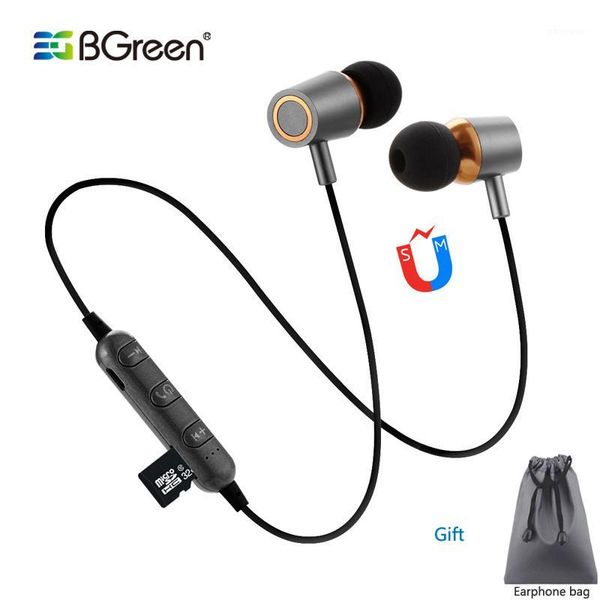 

bgreen magnet bluetooth sport running sports headset built in mp3 player micro sd tf card playback hands call1