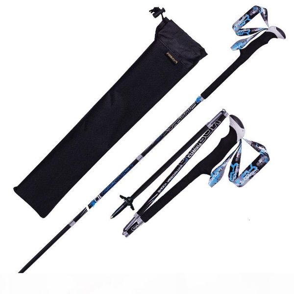

pair portable 1 collapsible carbon fiber trekking poles quick lock compact folding tourism trail running walking sticks 1bwk