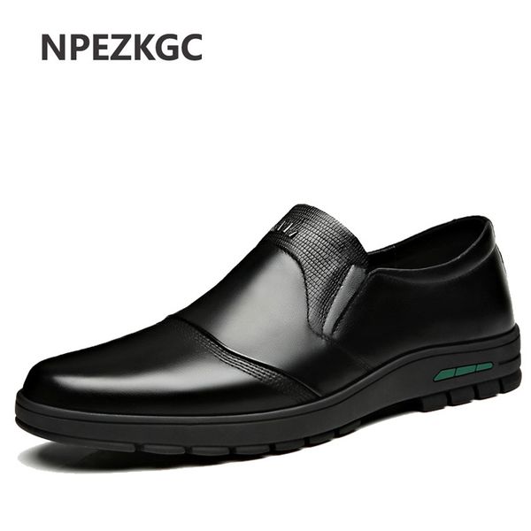 

men's shoes comfortable men casual shoes genuine leather breathable loafers slip-on footwear walking driving shoes 201008, Black