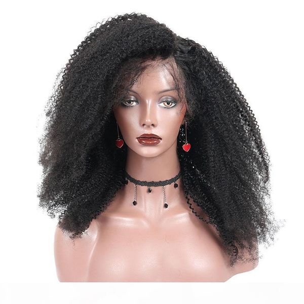 

250 density mongolian afro kinky curly lace front human hair wigs 4b 4c human hair 13x4 lace frontal bob cut closure youmay remy, Black;brown