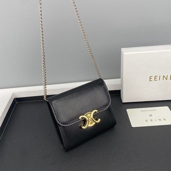 

new arc de triomphe wallet single shoulder slant across plain leather women's high-grade chain small square bag