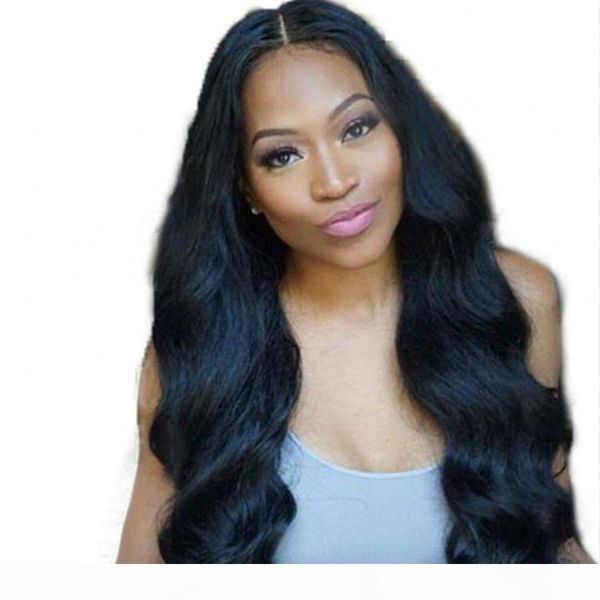 

body wave lace front human hair wigs for women pre plucked hairline with baby hair brazilian full lace wig, Black;brown