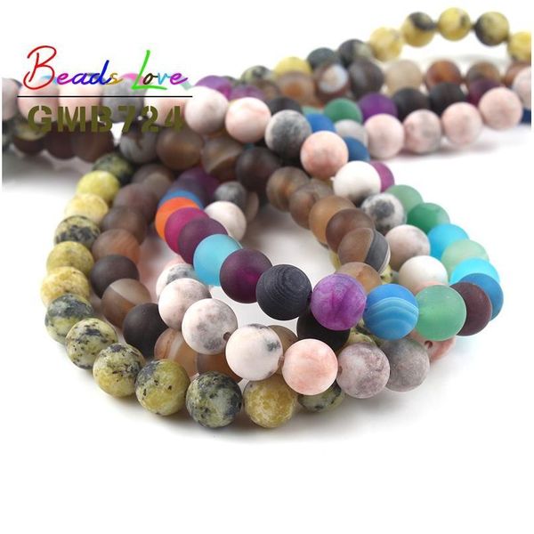 

4mm-12mm natural stone beads dull polish matte agates jaspers round beads for needlework jewelry making diy bracelet acc qyltkw