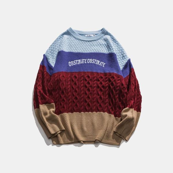 

autumn winter mens o-neck pullover warm patchwork soft spacious long sleeve oc yq clothes knitted casual male sweater pull homme1, White;black