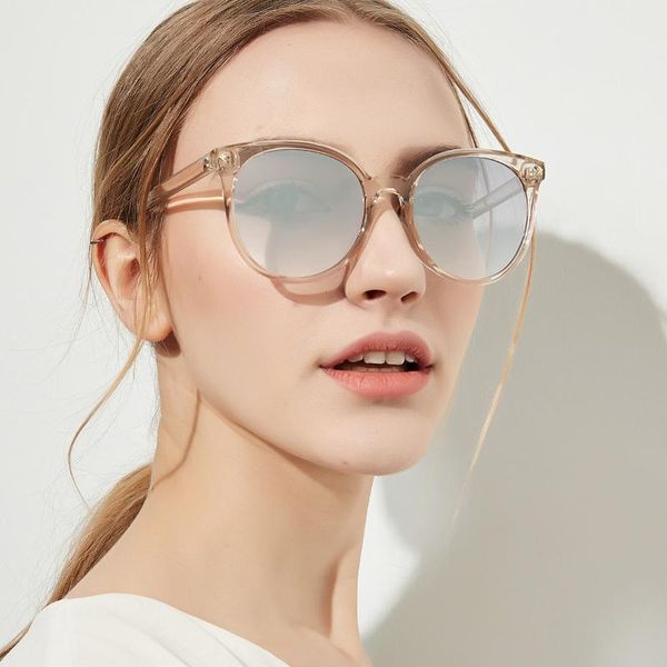 

fashion sunglasses round new female alloy frame colorful sunglasses clear mirror yellow lens women brand design, White;black