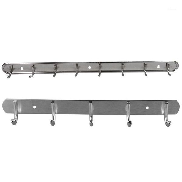 

2 pcs wall mounted head hooks coat towel hat rack silver tone, 5 hooks & 81