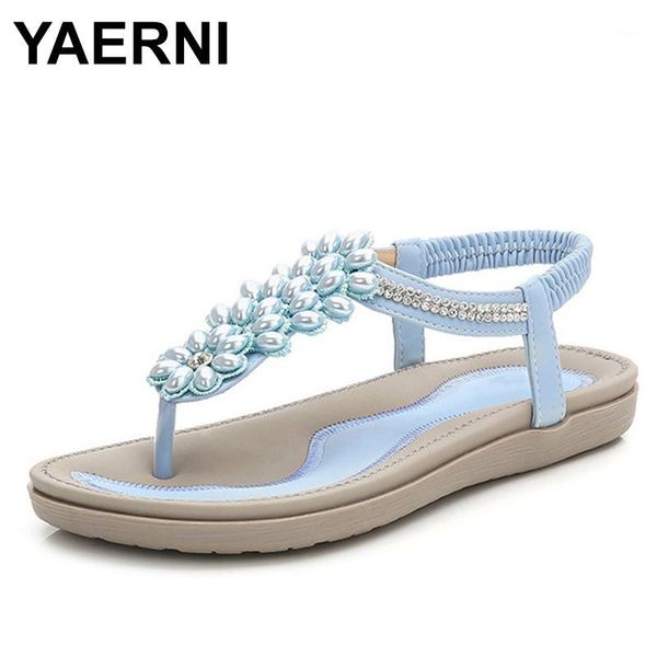 

sandals yaernisummer sweet string bead floral bohemia casual women comfort soft bottom shoes large size 36-421, Black