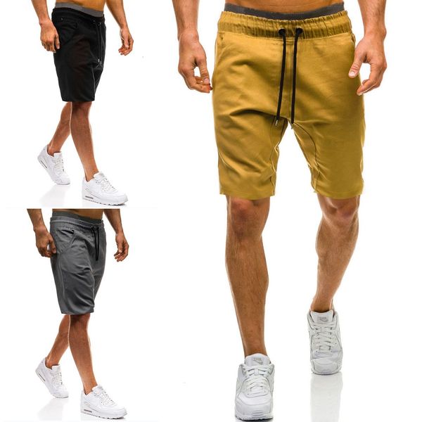 

2019 summer new large men's fashion tether elastic belt casual shorts, White;black