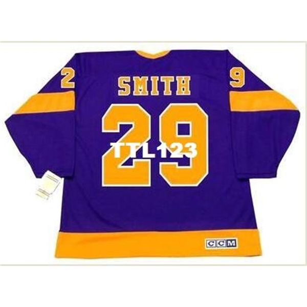 

740 #29 billy smith los angeles kings 1971 ccm vintage away home hockey jersey or custom any name or number retro jersey, Black