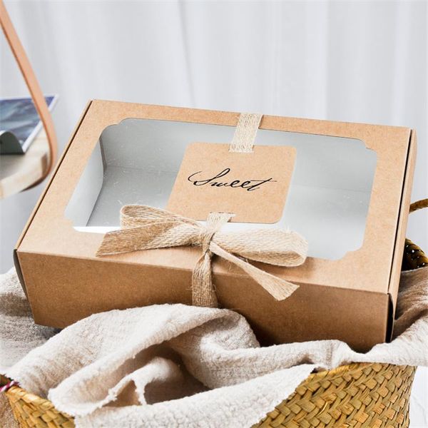 

lbsisi life 10pcs sweet kraft paper box with wibdow birthday wedding gift pack cake boxes and packaging baking cookies favor bbyusk sweet07