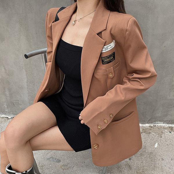 

autumn 2020 new british style casual loose long sleeve coat temperament medium length suit women's wear